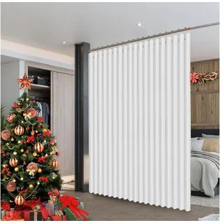 Jibenhome Vorhang Extra breite Raumteiler Vorhang für Terrassentür, Wasserdicht, Schiebevorhang für Wohnzimmer & Schlafzimmer Trennwand Sichtschutz weiß 254 cm x 213 cm