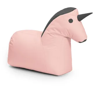 Lumaland Kindersitzsack Einhorn | Sitzsack Tier Familie für Kinder | Wasserabweisender Bean Bag für Indoor & Outdoor | Pflegeleichtes Material | 85 x 70 x 45 cm & 1,9 kg leicht [Pink/Grau]