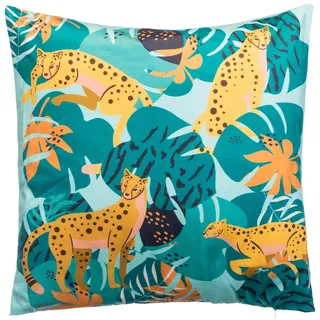 Brandsseller Sofakissen Dschungel 45x45 cm mit Füllung und Reißverschluss Samt Dekokissen Geparden/Grün