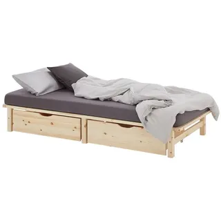Homestyle4u Stauraumbett 100 x 200 cm Braun