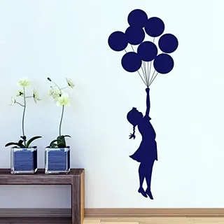 Banksy Mädchen mit Ballons Wandtattoo Wohnzimmer Abziehbild Abziehbilder Zuhause Dekor stilvoll moderne Aufkleber Blumen Schlafzimmer Dekoration Kindergarten