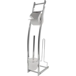 RIDDER Stand-WC-Garnitur Fabio mit Ersatzrollenhalter chromfarben glänzend ca. 15 x 74 x 27 cm