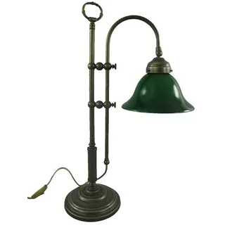 Gremegro Tischleuchte Tischlampe Antik Jugendstil Schreibtischlampe Messing brüniert Grün, ohne Leuchtmittel