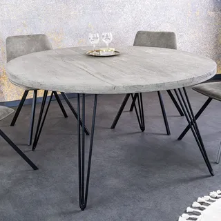 Runder Esstisch SCORPION 80cm grau Mango Hairpin Legs Retro Design Küchentisch