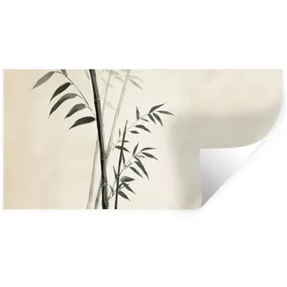 MuchoWow Wandsticker Japandi - Bambus - Beige (1 St), Wandtattoo, Repositionierbar, Selbstklebend, 40x20 cm beige 40 cm x 20 cm x 0.1 cm