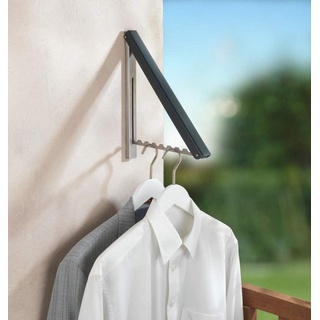 WENKO Kleiderstange Klapphaken - Platzsparende Garderobenlösung für Zuhause (Klappbare Kleiderstange-Set, Klappbare Kleiderstange), Robustes, witterungsbeständiges Design grau|schwarz