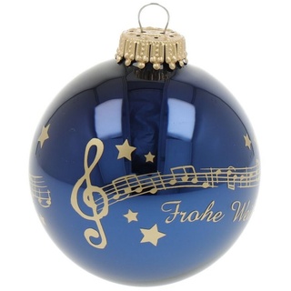 mugesh Weihnachtsbaumkugel Weihnachtskugel Notenzeile Stille Nacht cobaltblau, für Musiker blau