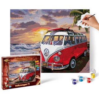Schipper 609130861 Malen nach Zahlen – Volkswagen T1 - Bilder malen für Erwachsene, inklusive Pinsel und Acrylfarben, 40 x 50 cm