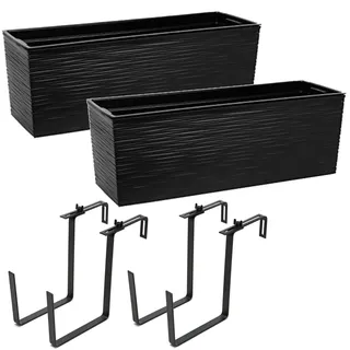 botle 2 Stück Blumenkasten Balkonkasten Geländerkasten Blumentopf Balkontopf Halterung Metall Meißel 56 x15x19 cm Blumenkasten