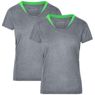 James & Nicholson Laufshirt Doppelpack Damen Kurzarm Laufshirt Running T-Shirt JN471 (Doppelpack, 2 Stück) Atmungsaktiv und Feuchtigkeitsregulierend grau M