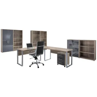 BMG-Möbel Büro Office Edition Set 7, Sonoma eiche/anthrazit