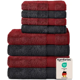 Komfortec Handtuchset 8-tlg. schwarz/aurorarot