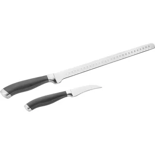 PINTINOX Messer-Set Coltelli Professional (Set, 2-tlg), (Lachsmesser, Gemüsemesser), Edelstahl, spülmaschinengeeignet schwarz|silberfarben