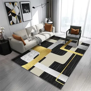 RUGMRZ Teppich Läufer Flur rutschfest 50X80Cm Eingangsbereich 5 Antirutschmatte Für Outdoor XXL Geometrisches Minimalistisches Kristall Samt Sofa Komplett In Schwarz Bezogen