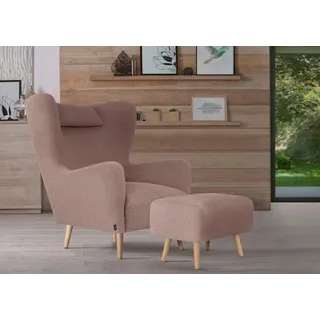 Sessel HOME AFFAIRE "Telford auch in Fellimitat, Sessel B/T/H: 77/92/106 cm", rosa (rosé), B:77cm H:106cm T:92cm, Samtoptik (100% Polyester);Luxus-Microfaser Lederoptik (100% Polyester);Struktur fein (100% Polyester);Fellimitiat (100% Polyester), Sessel, Sessel mit Hocker Ohrensessel mit Hocker Ohrensessel, wahlweise mit und ohne Hocker, in vielen Bezugsqualitäten, Ohrensessel