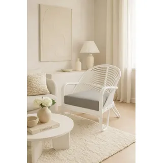 moebel-direkt-online Loungesessel Rattansessel mit Sitzkissen weiß