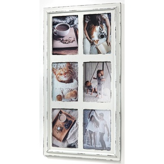 Kobolo Bilderrahmen Bilderhalter Collage MIA für 6 Bilder aus Holz in White Vintage