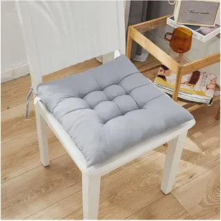 Stuhlkissen, 40 X 40 Cm Mit Riemen, Sitzkissen Für Drinnen Und Draußen, 5 Cm Dickes Quadratisches Sitzpolster Für Zuhause, Esszimmer, Auto, Mehrfarbig, Silbergrau 40 X 40 X 5 Cm (15,7 X 15,7 X 2 Zoll)