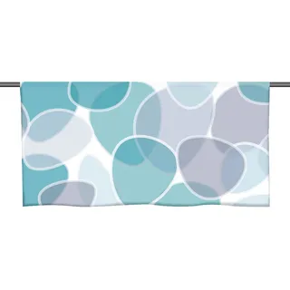 gardinen-for-life Scheibengardine Blubbels türkis - Cafehausgardine 25 cm hoch - mit tollem Motiv 90 cm