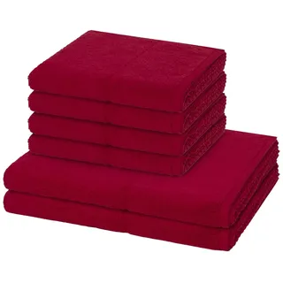 Möve for frottana - 6 teiliges Frottier-Set - Pearl (4 X Handtuch 2 X Duschtuch im Set) - 500 g/m2 - Baumwolle - Walkfrottee - saugstark - weich und flauschig - Ruby