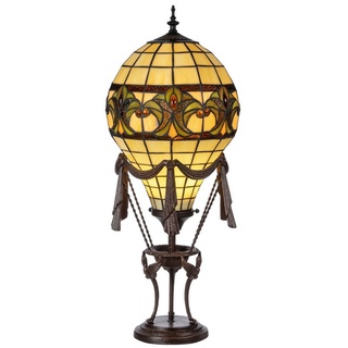 Casa Padrino Luxus Tiffany Tischleuchte Heißluftballon Mehrfarbig Ø 27 x H. 70 cm - Elegante Tiffany Lampe mit handgefertigtem Glas Lampenschirm