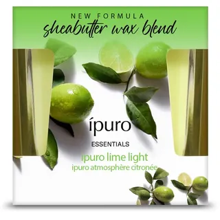 ipuro Essentials Duftkerze LIME LIGHT 125 g - Duftkerze im Glas frisch mit Limette, Zitrus Duft - 23h Brenndauer, langanhaltend - dekorative Raumduft Kerze für Wohnzimmer, Schlafzimmer, Küche