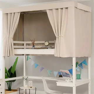 FANSU Volltonfarbe Etagenbett Vorhang, Bettvorhang Hochbett Etagenbett Blackout Staubdicht Privatsphäre Bett Vorhang Vorhänge Moskitonetz für Schlafzimmer Kinderzimmer (Beige,Top(2.2x1.2m))