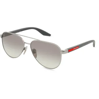 Prada Linea Rossa PSA52S Herren-Sonnenbrille Vollrand Pilot Metall-Gestell, grau