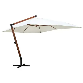 vidaXL Ampelschirm mit Holzmast 400 x 300 cm Weiß