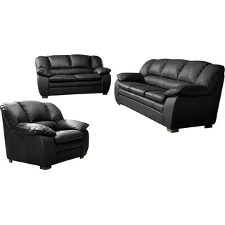 Polstergarnitur COTTA "Casino, Sofa Set, 3-2-1 Sitzer, Wohnzimmer Garnitur", schwarz, H:88cm T:92cm, Sitzmöbel-Sets, Sessel, 2-Sitzer, 2,5-Sitzer, hohe Rückenlehne