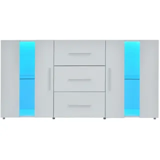 Merax Sideboard Kommode TV-Schrank, Lowboard, mit 16 Farben LED-Leuchten für Esszimmer Wohnzimmer,140*35*70cm