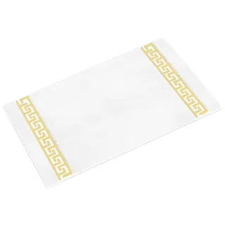Belle Arti Badematte Badematte Badvorleger Duschmatte Badezimmerteppich Mäander rutschfest, rutschhemmend beschichtet, mit Noppen an der Unterseite, eingestickt, antirutsch, fußbodenheizunggeeignet, schnelltrocknend, weich, antiallergisch, Baumwolle, Badteppich Badgarnitur in schwarz weiss beige gold saugstark weiß 50 cm x 60 cm
