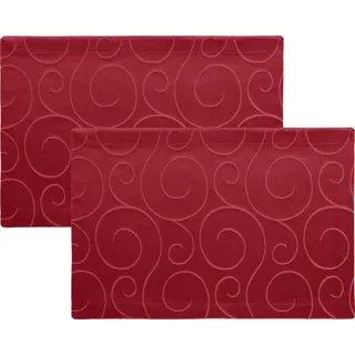 Erwin Müller Platzset Tischset 2er-Pack, Damast Uni/Ranke rot