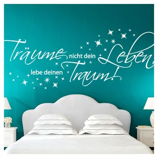 Wandora Wandtattoo Zitat Träume nicht dein Leben I weiß (BxH) 100 x 39 cm I Wohnzimmer Schlafzimmer Sticker Aufkleber Wandaufkleber Wandsticker G026