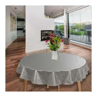 Laro Wachstuch-Tischdecke abwaschbar 140 cm Grau