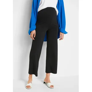 Umstandshose BONPRIX, Damen, Gr. 36, N-Gr, schwarz, Web, Obermaterial: 68% Viskose, 28% Polyester, 4% Elasthan, unifarben, regular fit 7/8-Länge, Hosen, Culotte in 7/8-Länge, bequemer, elastischer Bund