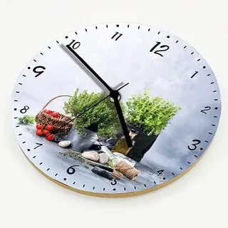 Smagnon Wanduhr ohne Tickgeräusche – 30cm Rund - Hochwertige MDF Wanduhr Analog, Lautloses Schleichendes Uhrwerk – Wohnzimmer Deko & Küchenuhr im modernen Vintage Design, Kräuter