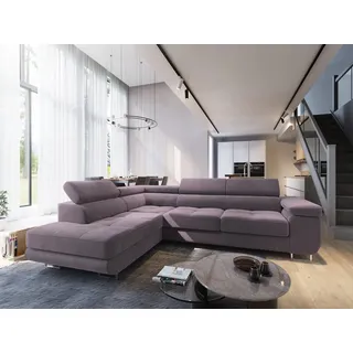 Masseno Ecksofa SELVA mit Schlaffunktion L-Form, Sofa mit Bettkasten lila