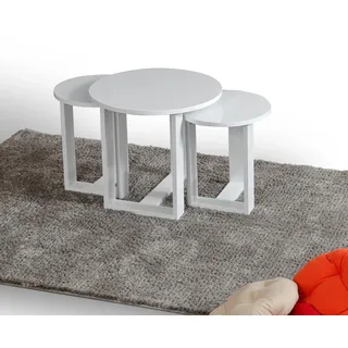 Elegant White Nesting Table Set (3 Pieces) | 100% Melamine Coated Particle Board, 18mm Thick | Big: 52x47x52cm, Medium: 36x43x36cm, Small: 36x41x36cm | Modern Design for Home & Office