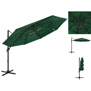 vidaXL Sonnenschirm Sonnenschirm mit Aluminium-Mast 4-lagig Grün 3x3 m Rund grün