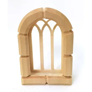 Miniaturenbau-Lewen Fenster aus Holz, Zargen hangeschnitzt für orientalische Krippe, 9,5x6,5 cm