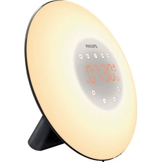 Philips Tageslichtwecker Wake-up Light HF3506 mit 2 natürlichen Wecktönen, UKW-Radio und 10 Lichteinstellungen schwarz