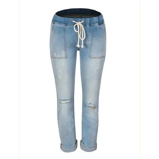 AFAZ New Trading UG Loose-fit-Jeans Sommer-Jeans für Damen, gerade, hochelastisch, kurz geschnitten l