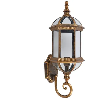 CHIMHOON Industriell Metall Glas Wand Lampe, Retro Antik Außen Licht, Wandleuchte Vintage, Außen Garten Beleuchtung Laterne, Wasserdicht 220V Industriell Wandleuchte (Gold)