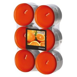 Gala Duftkerzen Flavour 030187658, Maxi, Orange, Duft-Teelichter, fruchtig und erfrischend, 12 Stück