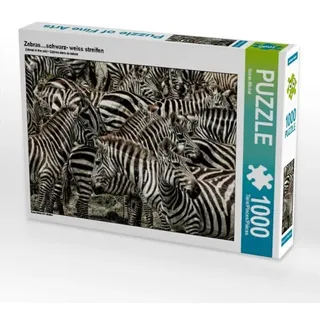 Calvendo Puzzle Zebras....schwarz- weiss streifen 1000 Teile Lege-Größe 64x48cm Foto-Puzzle für glückliche Stunden