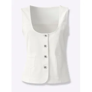 Jeansweste, Damen, Gr. 42, weiß, 98% Baumwolle, 2% Elasthan, unifarben, Westen