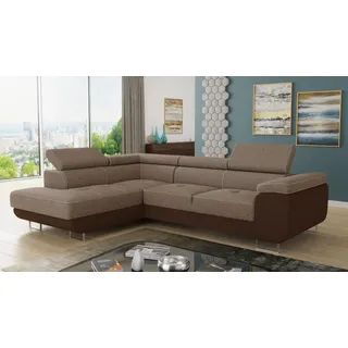 Sofnet Ecksofa Caris mit Schlaffunktion 3-Sitzer Braun/Beige