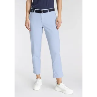 Chinohose DELMAO Gr. 36, N-Gr, blau (blau, weiß gestreift) Damen Hosen Strandhosen knöchelfrei, mit passendem Gürtel ---NEUE MARKE