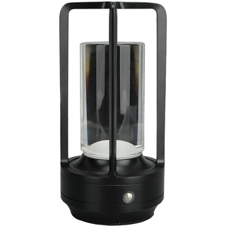 Elprico Moderne Kabellose LED-Tischlampe, Stufenlos Dimmbare Kristall-Nachttischlampen in 3 Farben, Tragbare, Wiederaufladbare USB-Schreibtischlampe mit 2000 MAh, für Wohnzimmer, (Schwarz)
